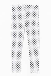 (Ages 7-9)Girl White Polka Dot Cotton Jersey Tights – Soft & Stretchy